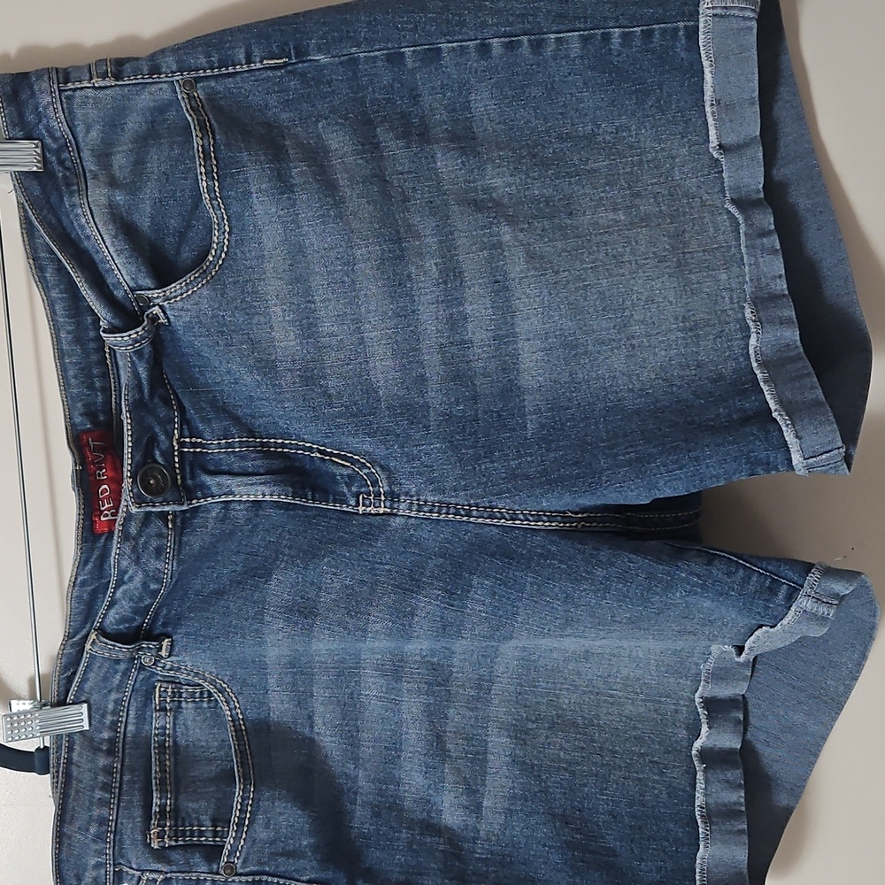 Red Rivet Women’s Washed Blue Denim Cuffed Shorts